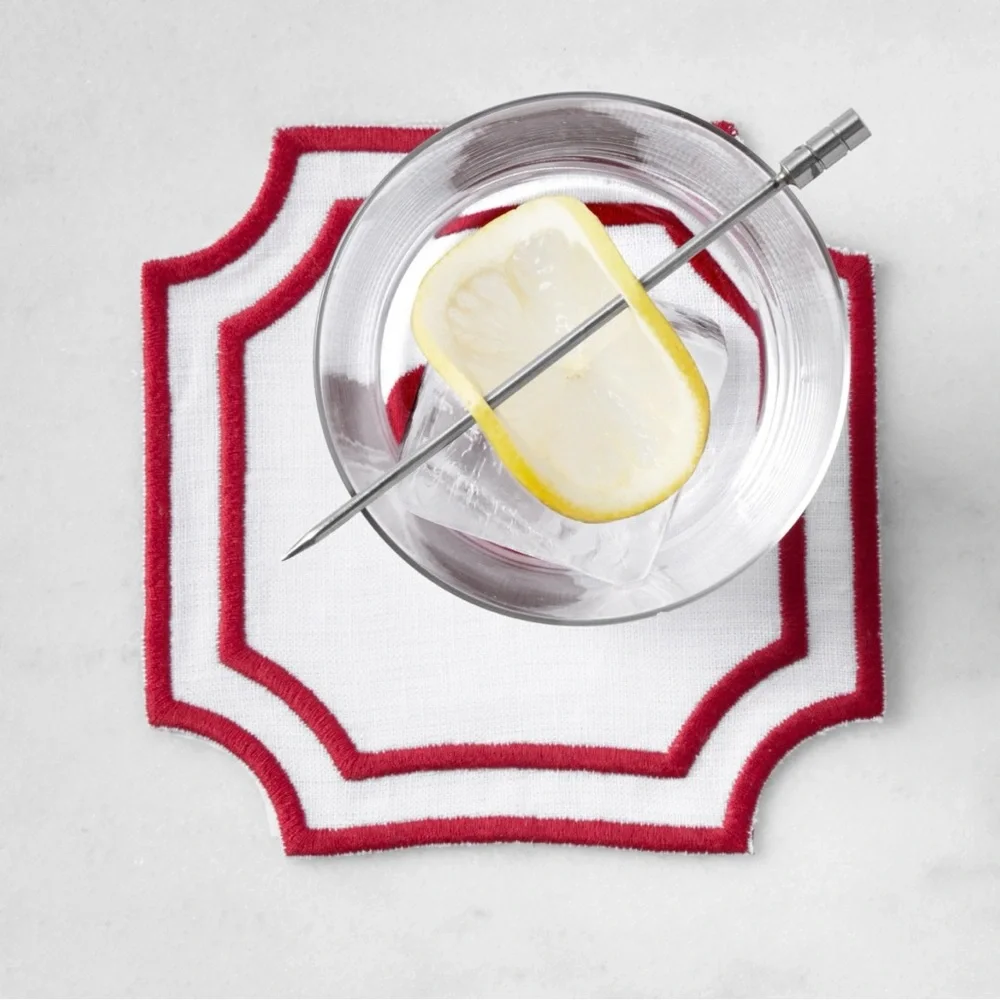 Williams Sonoma Cartouche Heart Coasters, Set of 4